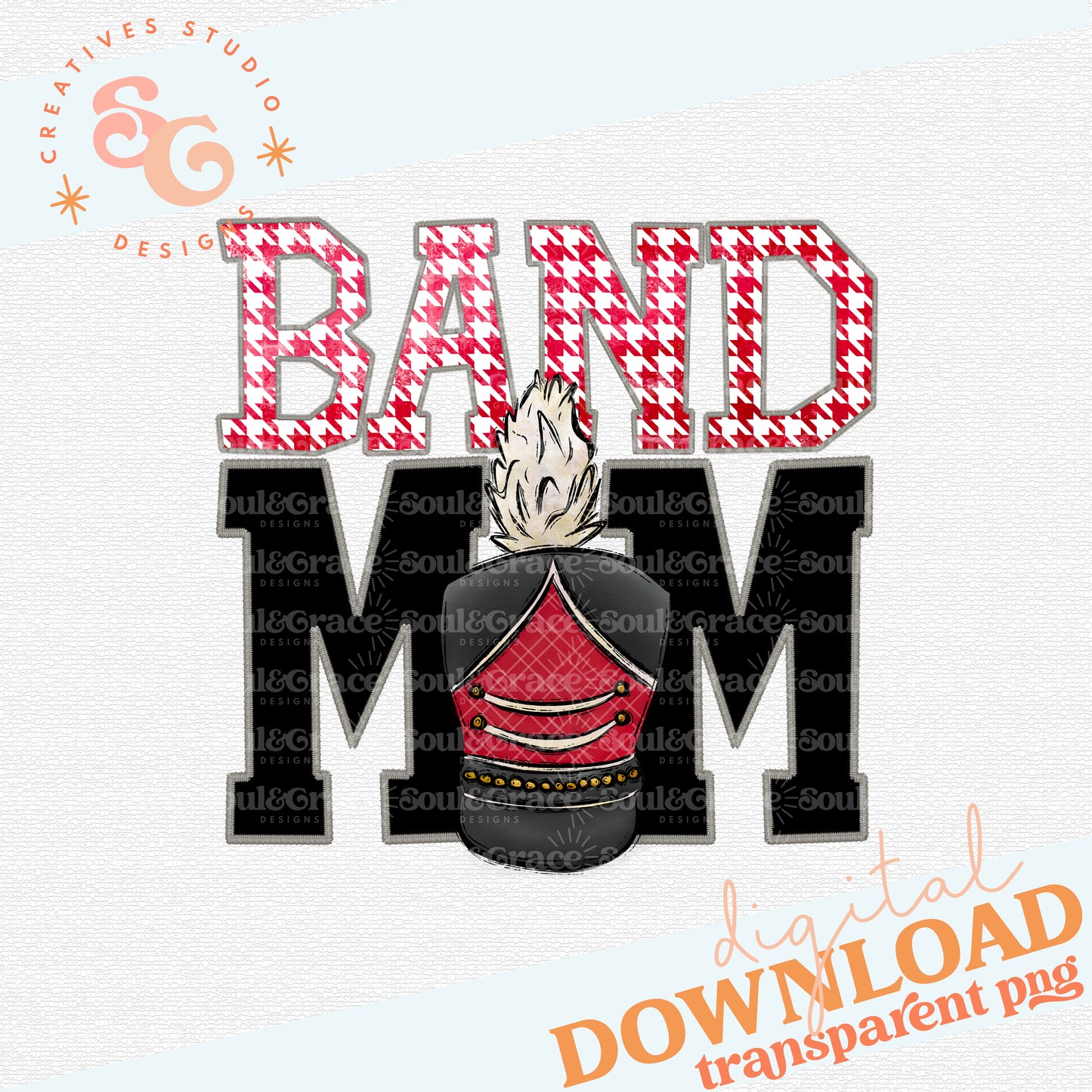 Faux Stitched Band Mom - Red