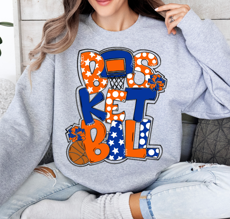 Basketball Word Art Royal Orange