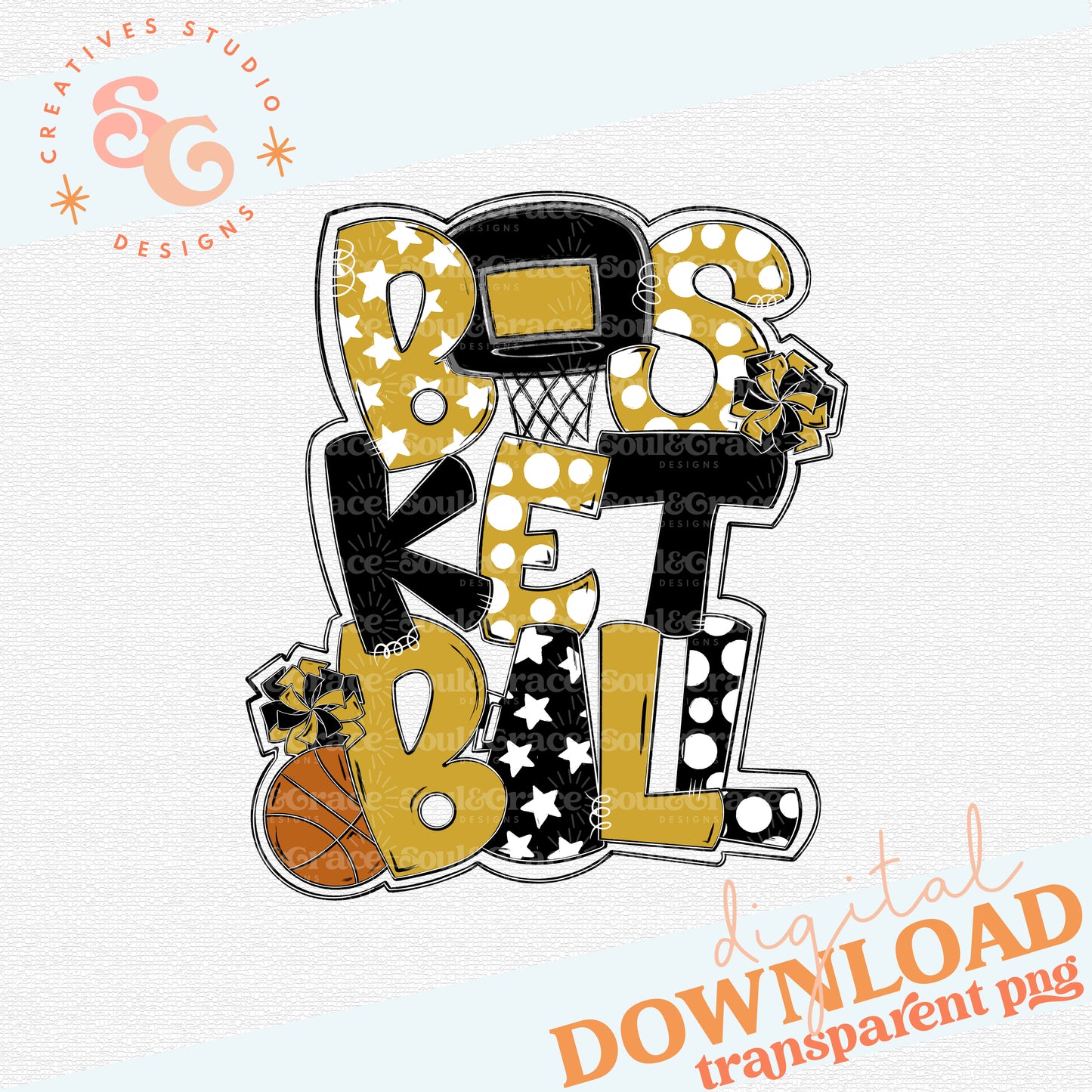 Basketball Word Art Vegas Gold Black