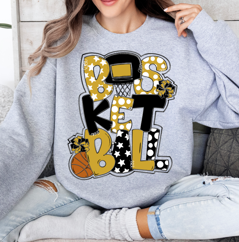 Basketball Word Art Vegas Gold Black