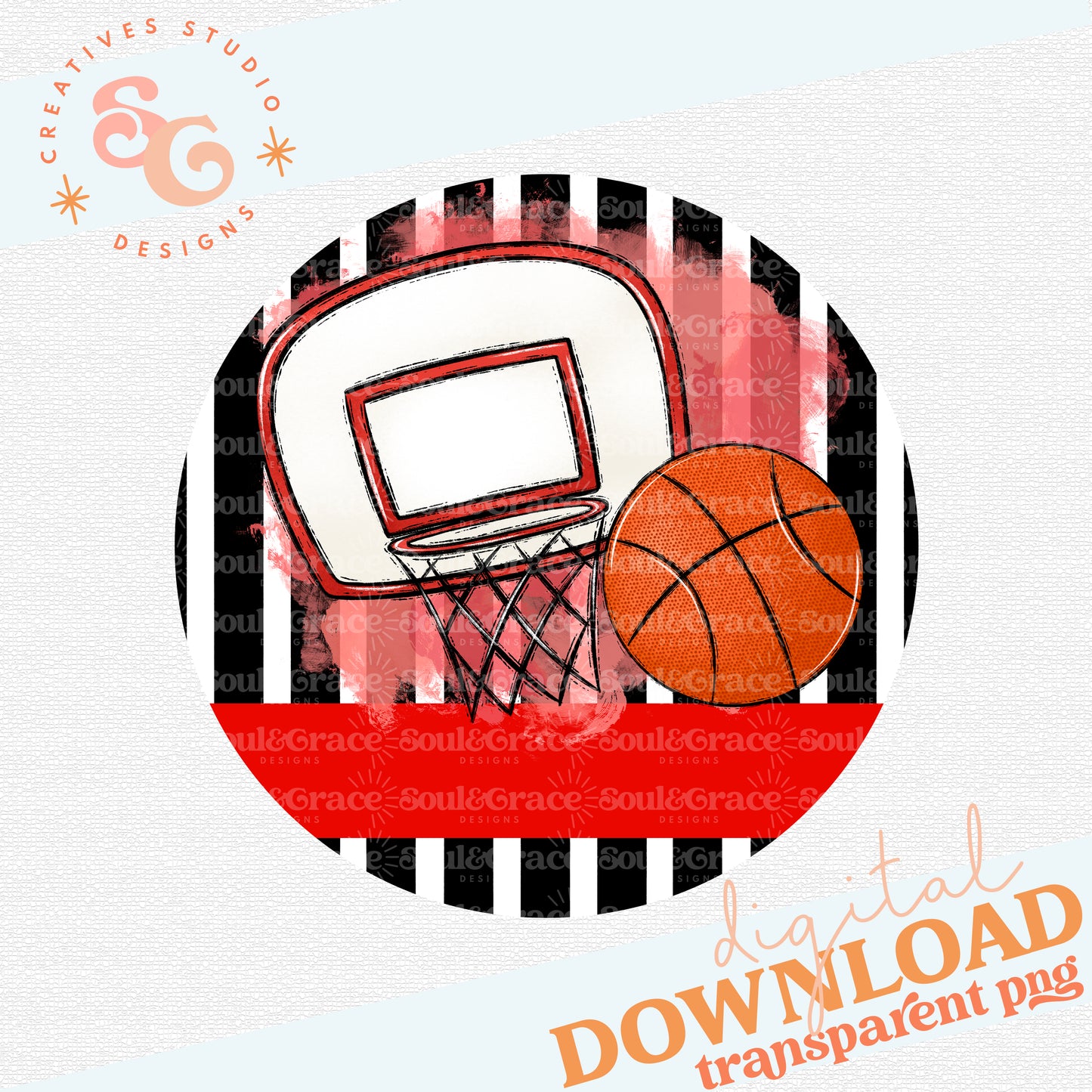 Basketball Bag Tag - Door Hanger - Ornament - Red