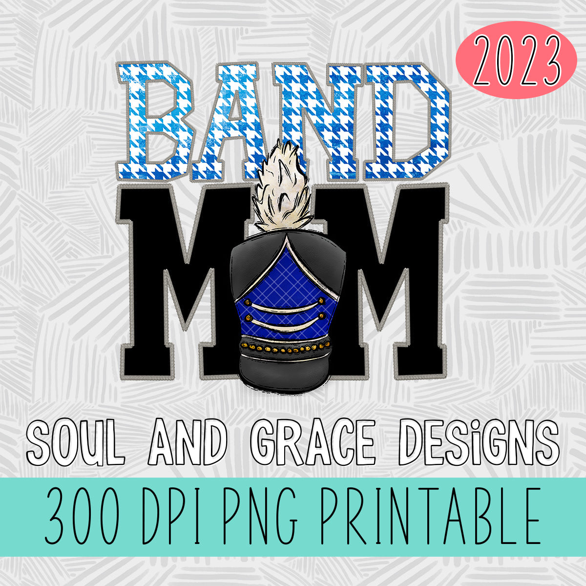 Faux Stitched Band Mom - Blue