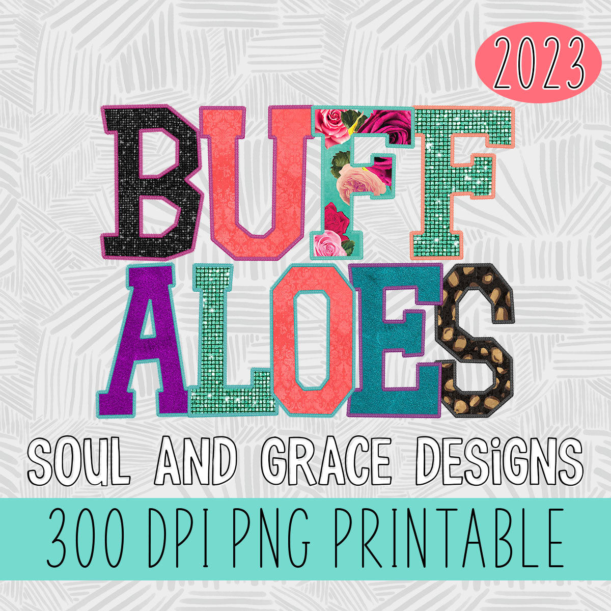 Buffaloes Faux Applique