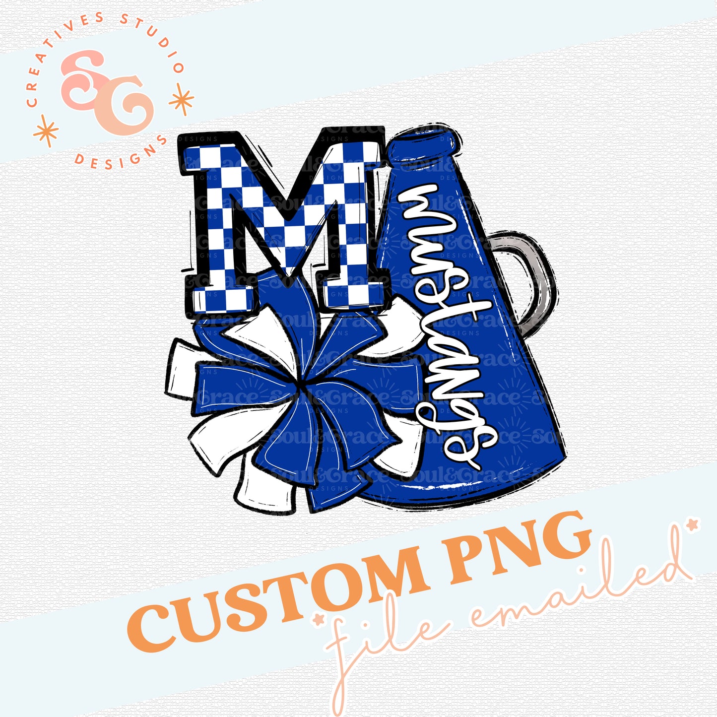 CHEER MEGAPHONE WITH CHECK INITAL CUSTOM