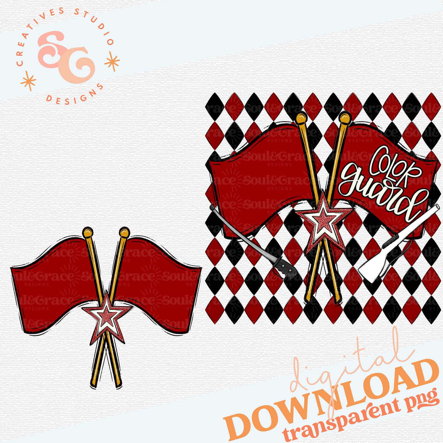 COLOR GUARD ARGYLE CRIMSON