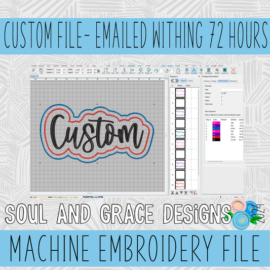 Custom Double Applique Embroidery File