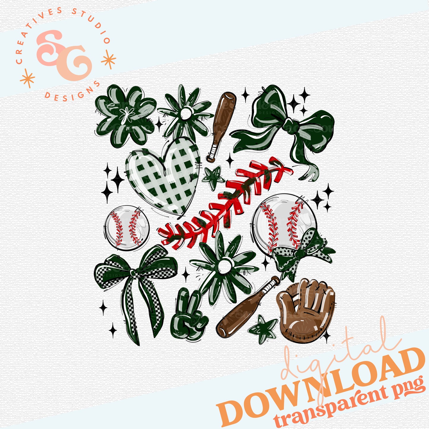 DARK GREEN PLAY BALL COLLAGE BASEBALL