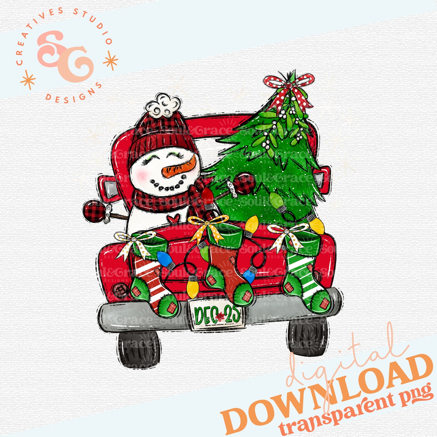 December 25 Truck - Snowman in Christmas Truck