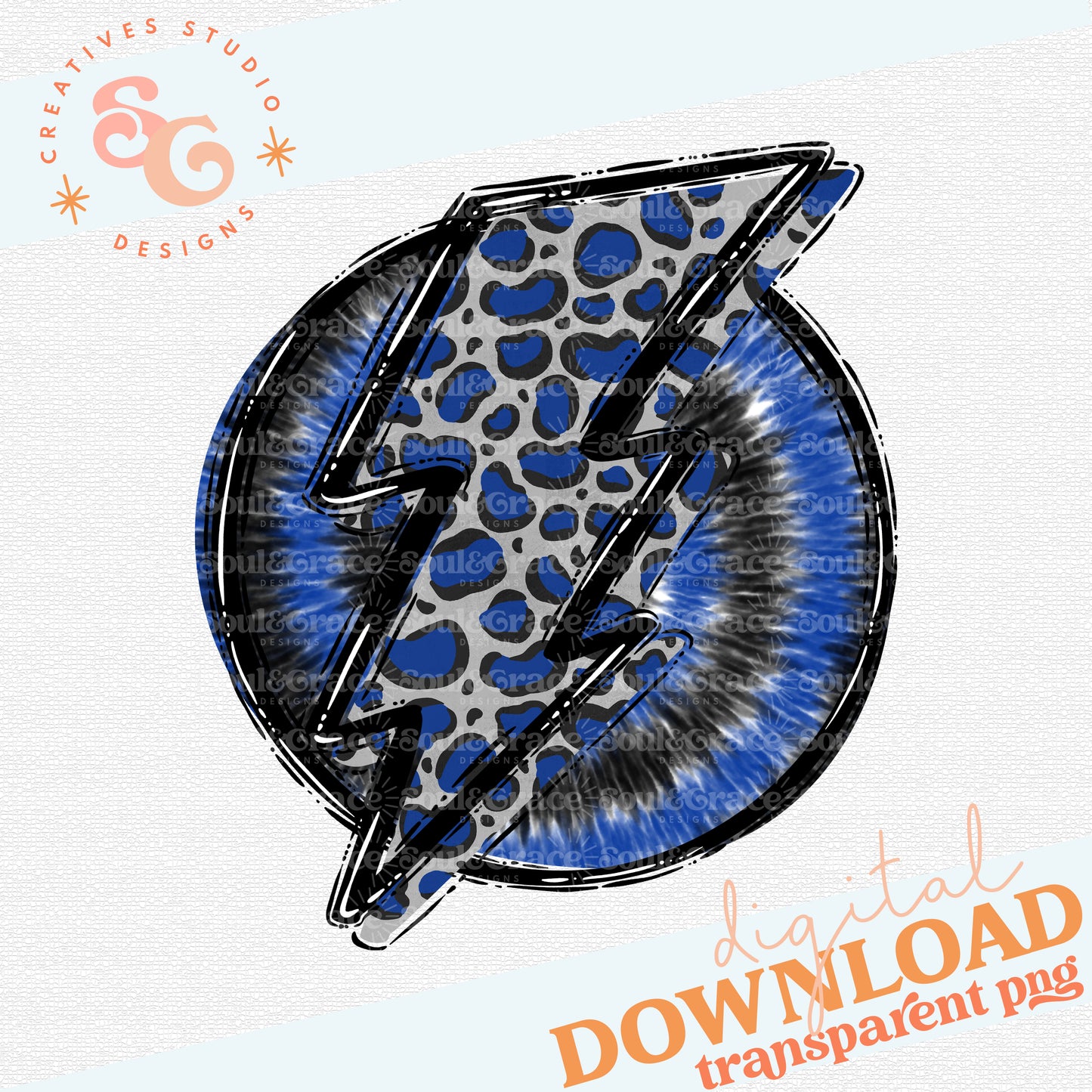 Doodle Bolt and Tie Dye Royal Black Leopard