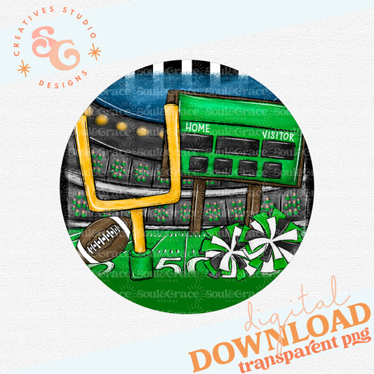 Football Stadium - Bag Tag - Door Hanger - Ornament - Green