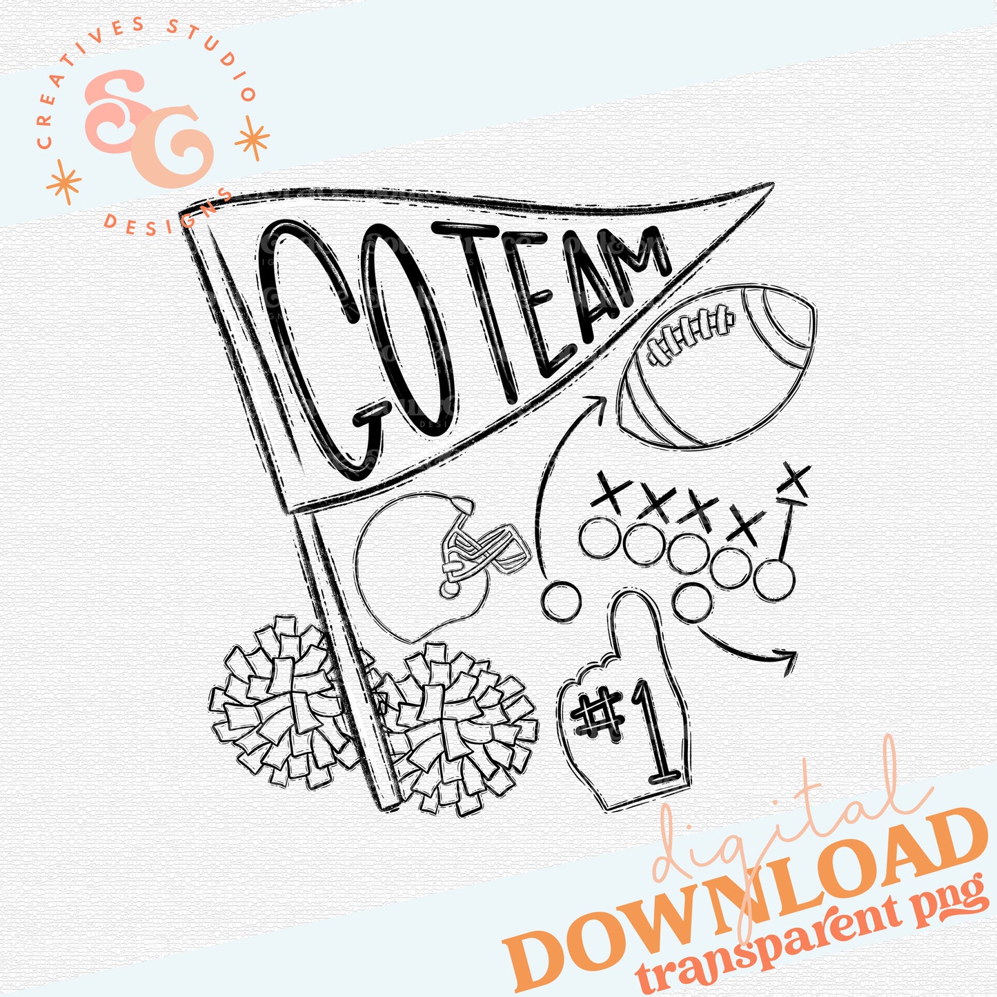 Go Team Graphic - Black and White