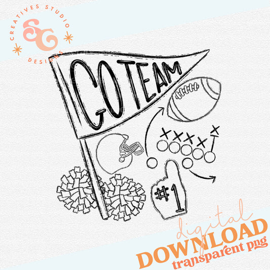 Go Team Graphic - Black and White