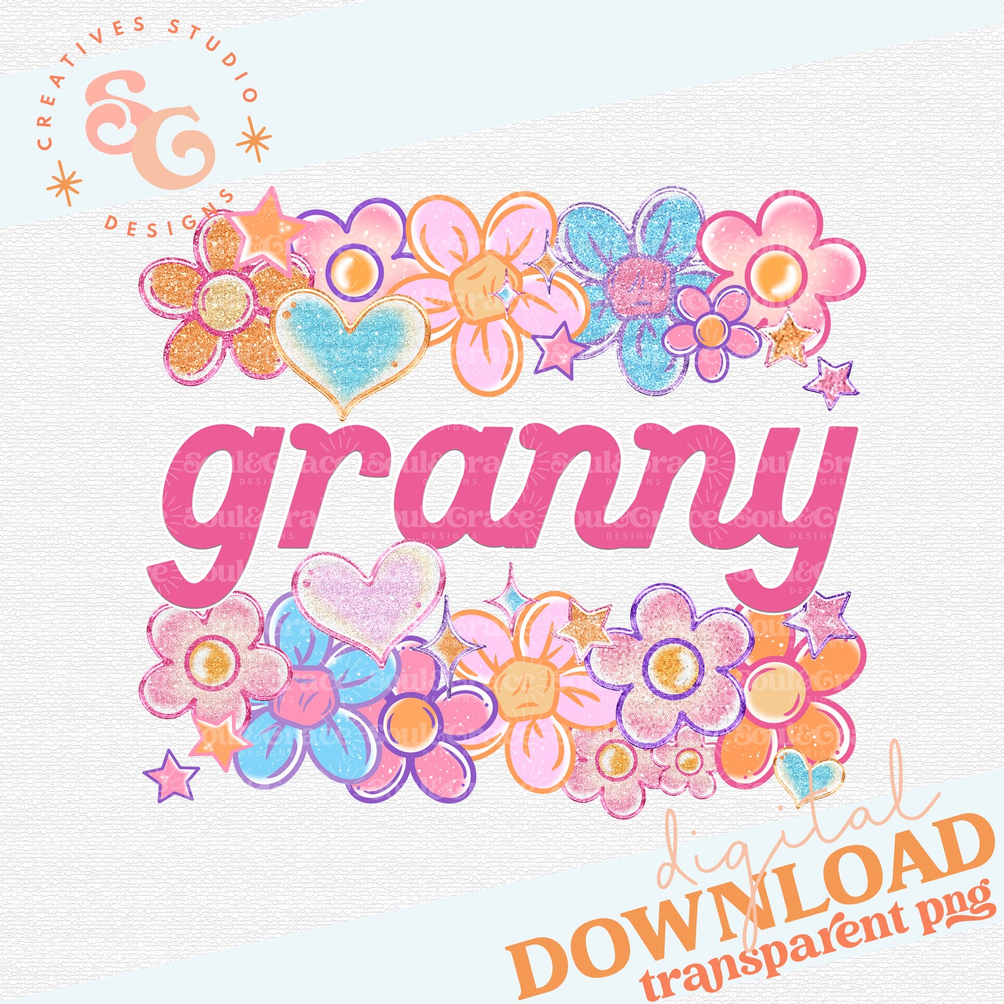 GRANNY Floral Heart Family Names