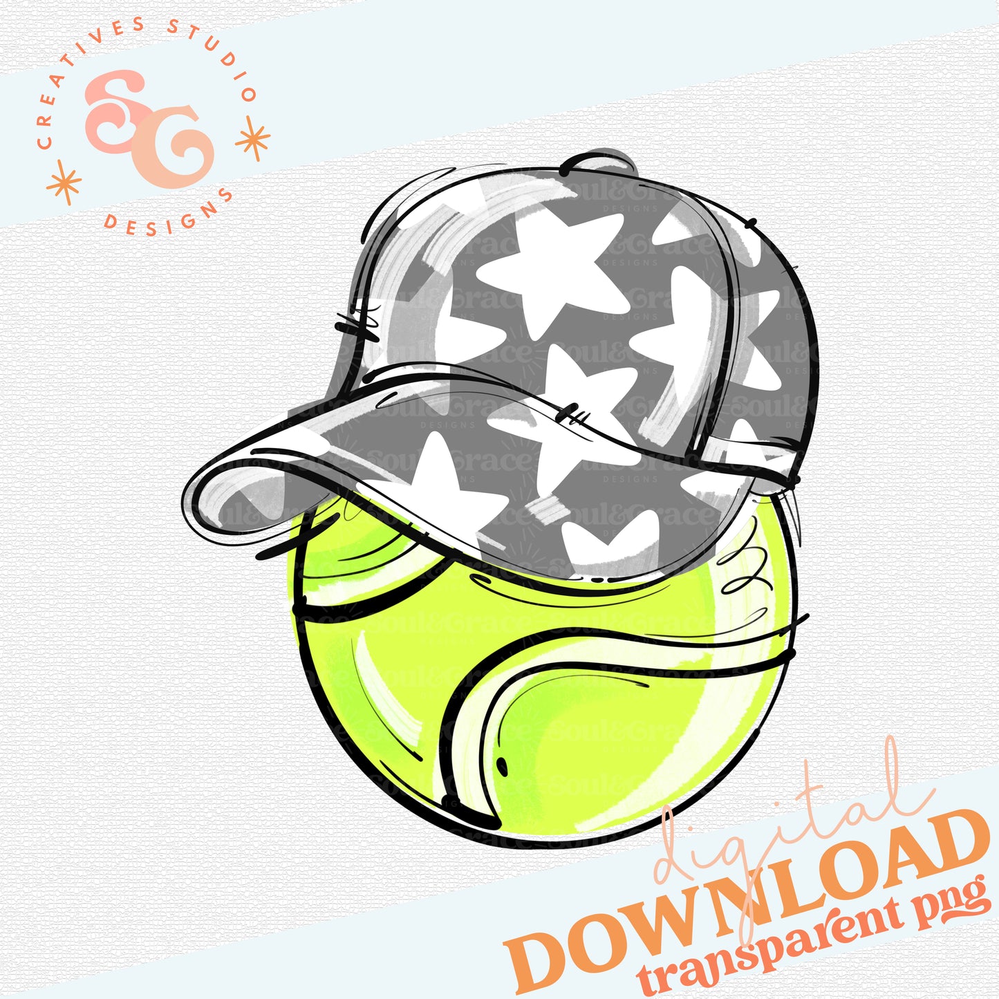 GRAY PLAY BALL HAPPY FACE TENNIS