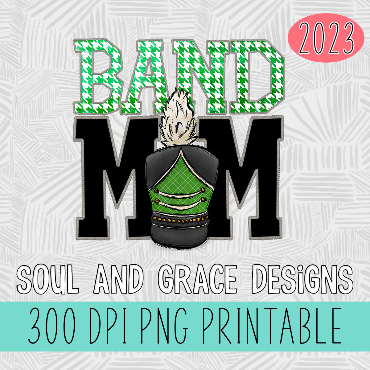 Faux Stitched Band Mom - Green