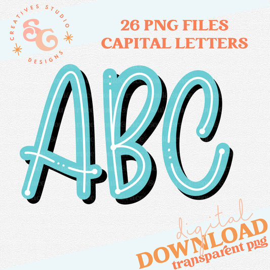 INITIALED OUT MONOGRAM ALPHABET BLUE