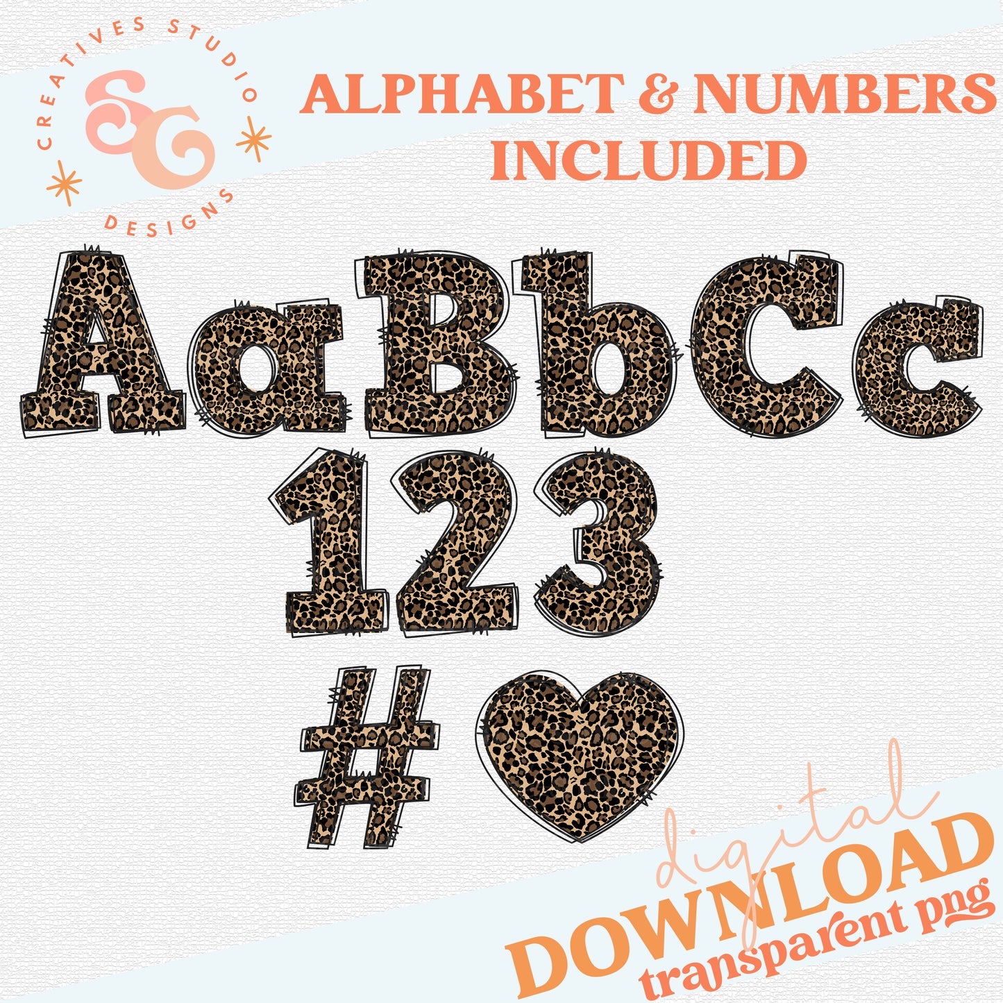 LEOPARD DOODLE ALPHA - NUMBERS INCLUDED
