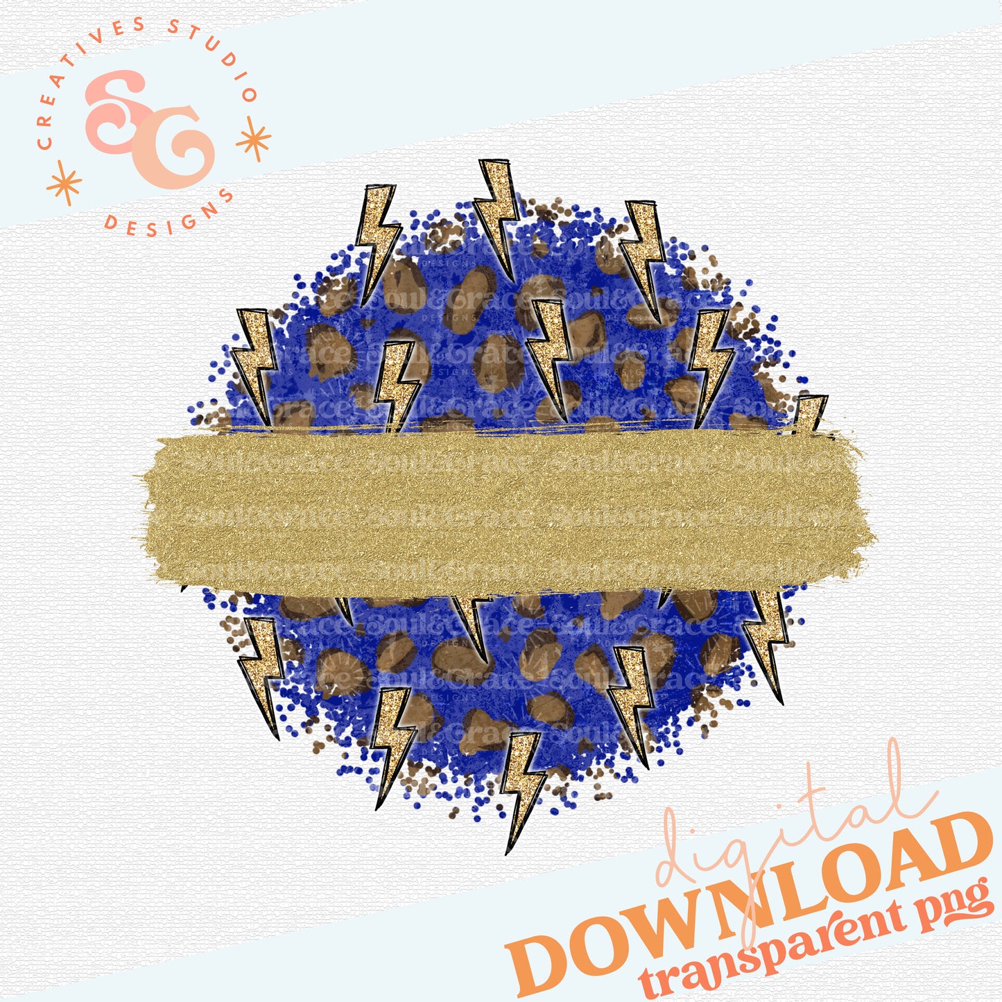 Leopard and Lighting Bolts GOLD BLUE