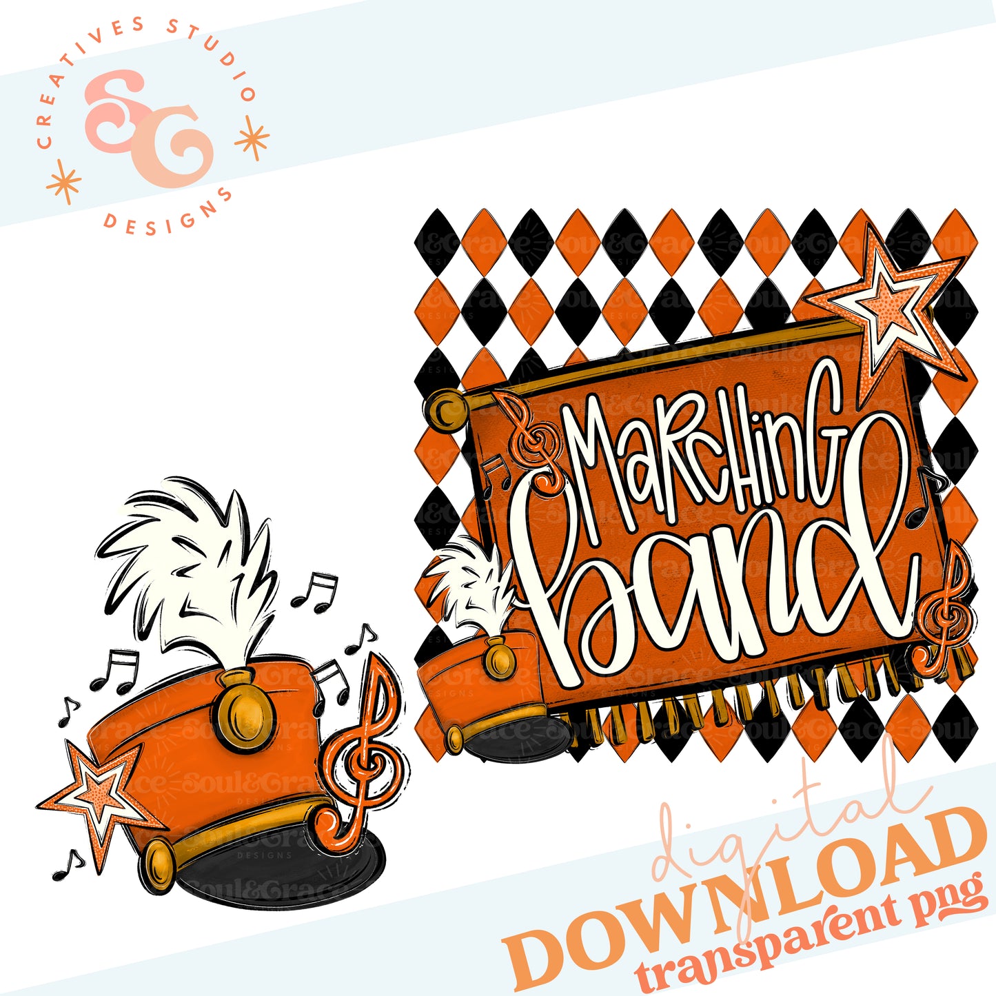 MARCHING BAND ARGYLE ORANGE