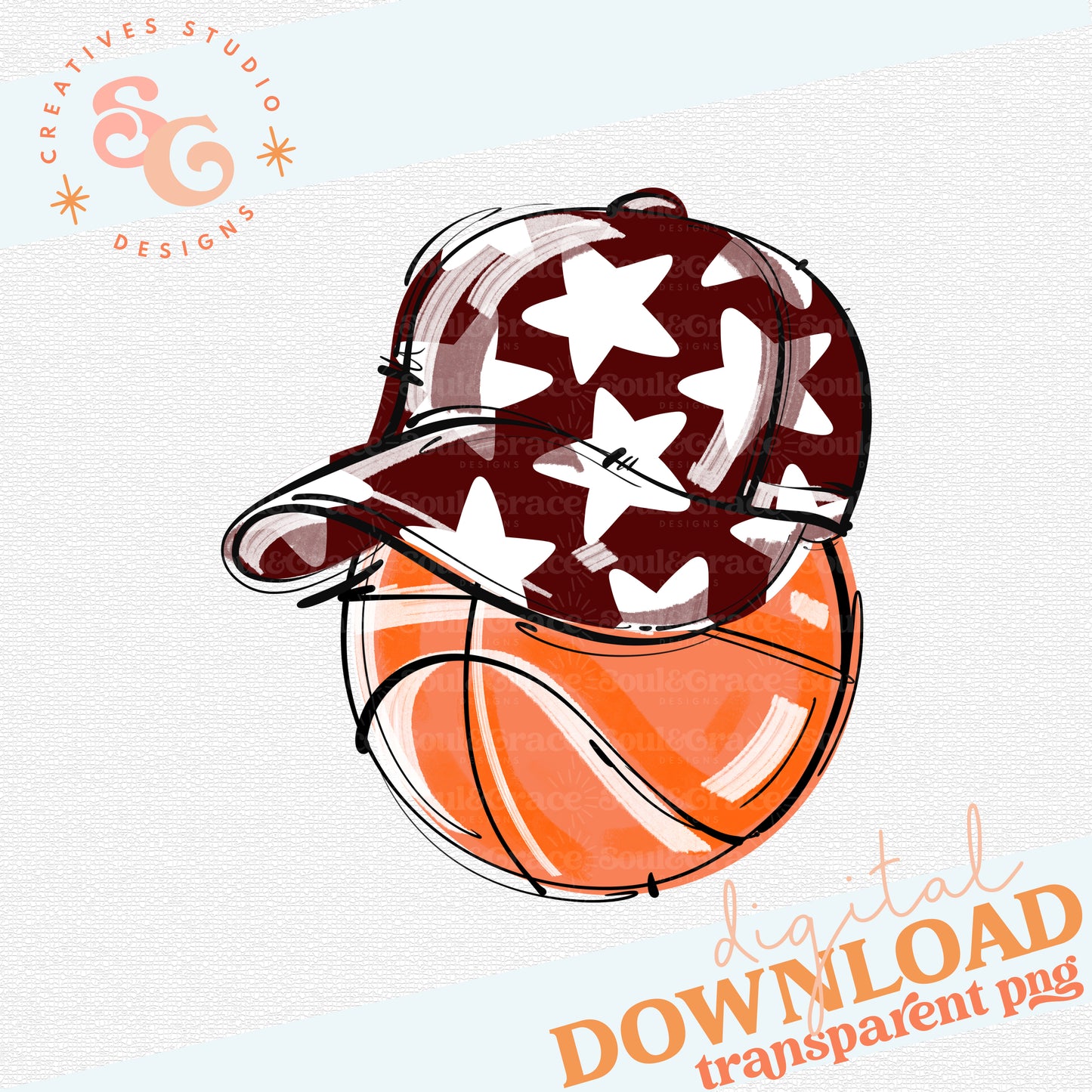 MAROON PLAY BALL HAPPY FACE BASKETBALL