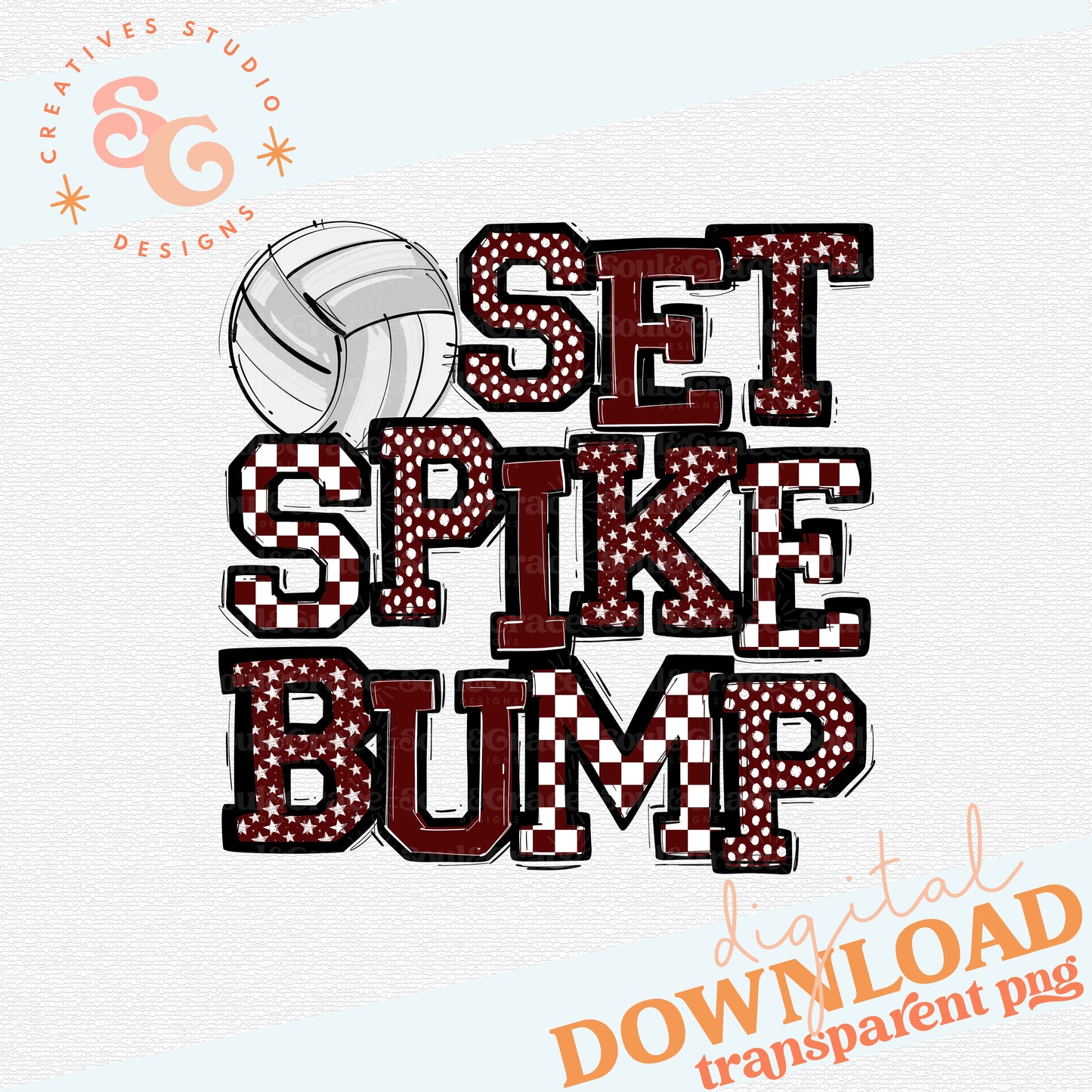 MAROON SET SPIKE BUMP