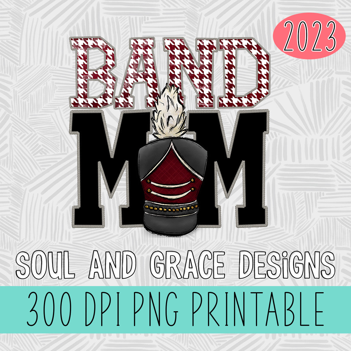 Faux Stitched Band Mom - Maroon