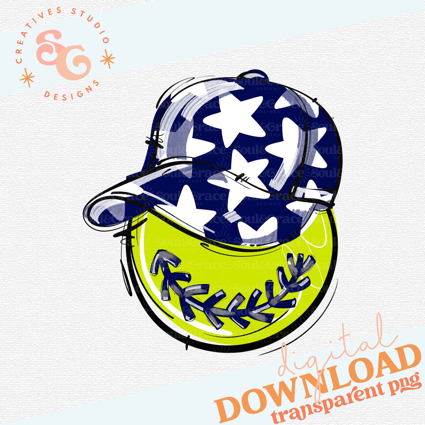 NAVY PLAY BALL HAPPY FACE SOFTBALL