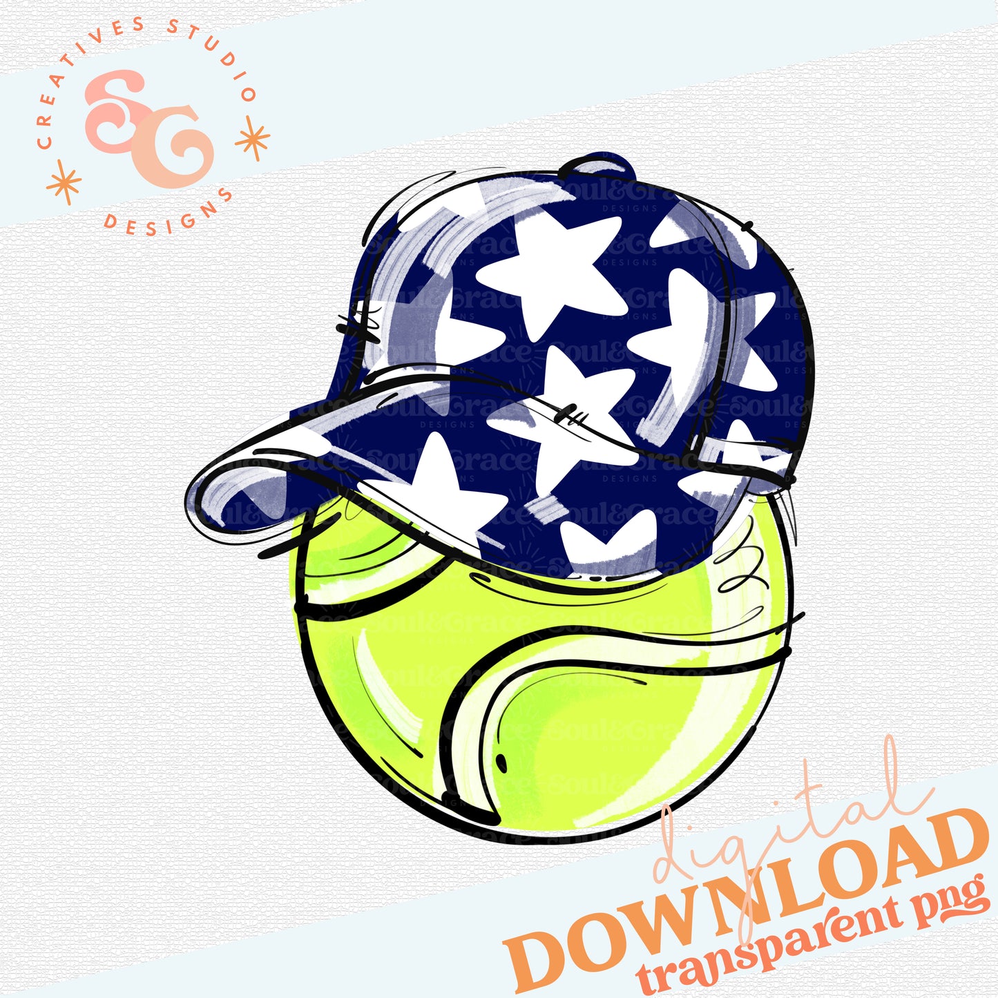 NAVY PLAY BALL HAPPY FACE TENNIS