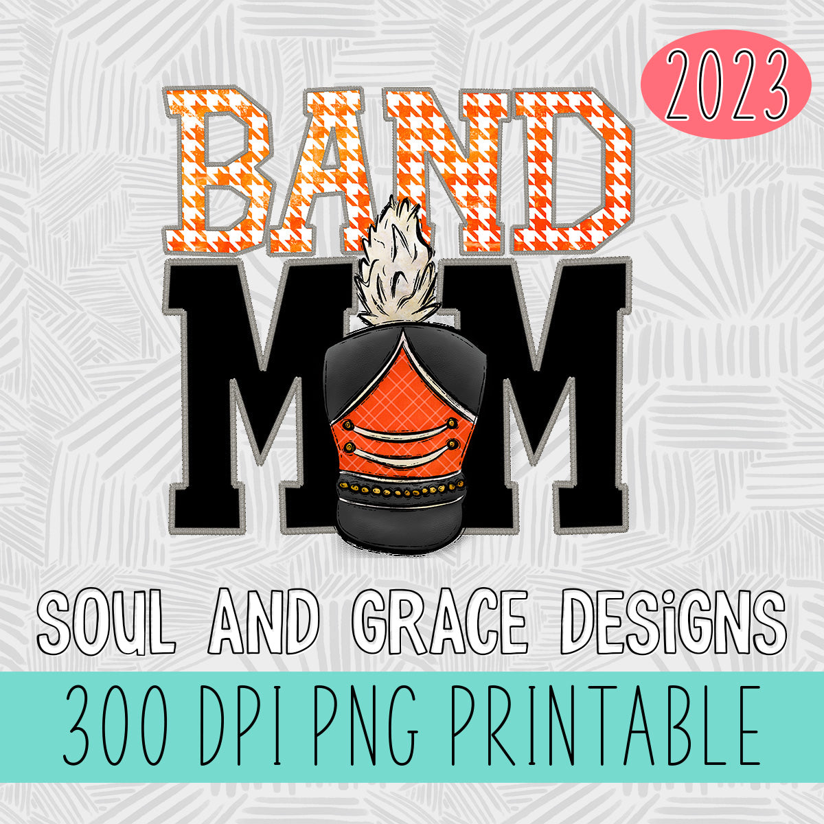 Faux Stitched Band Mom - Orange