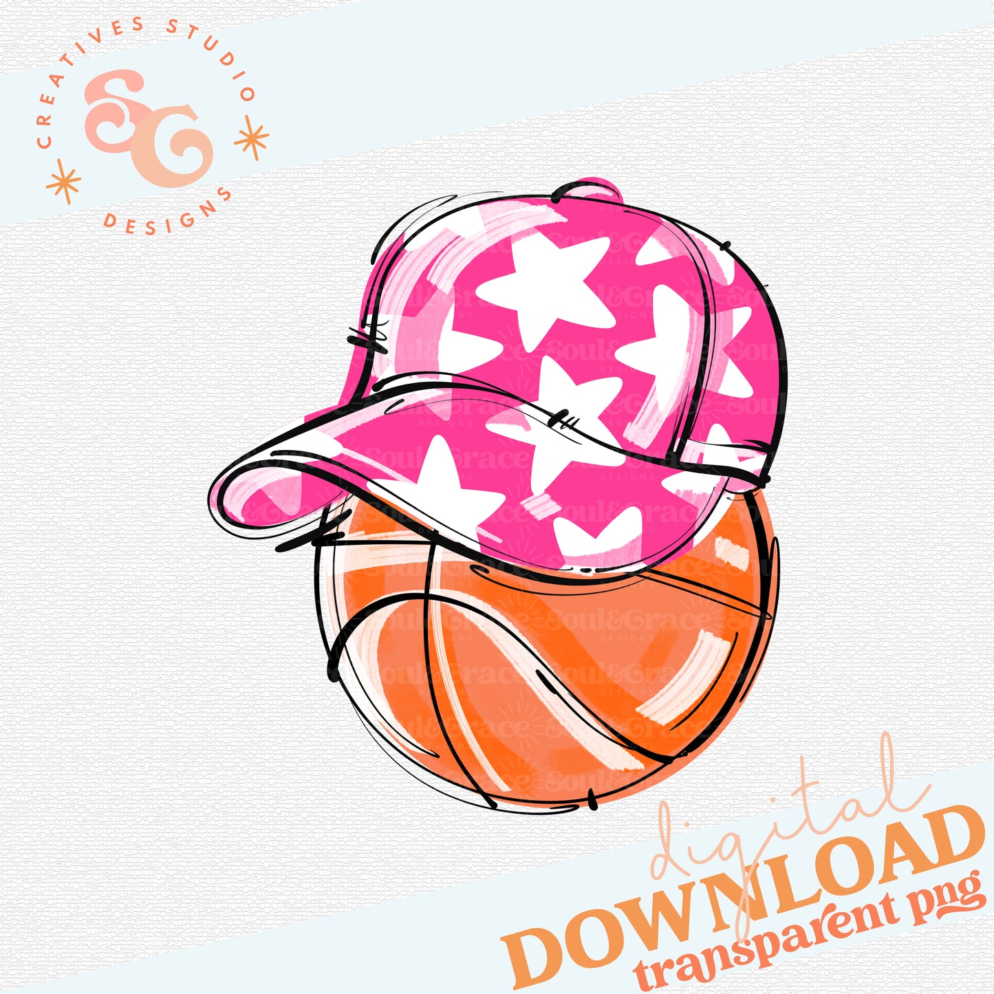 PINK PLAY BALL HAPPY FACE BASKETBALL