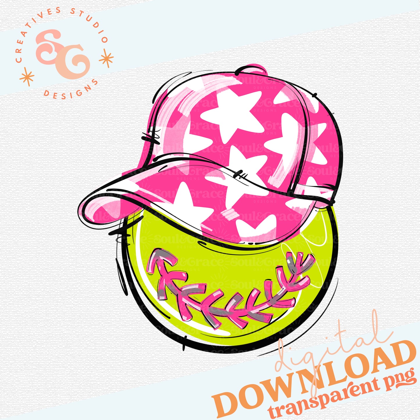 PINK PLAY BALL HAPPY FACE SOFTBALL