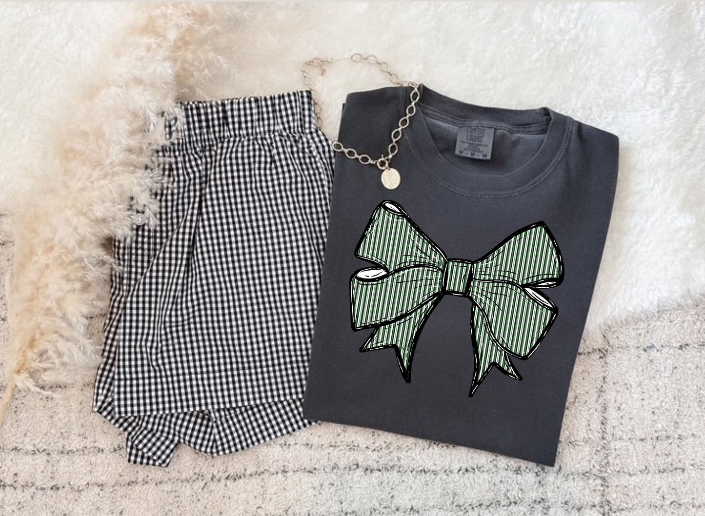 PREPSTER SEERSUCKER BOWS DARK GREEN