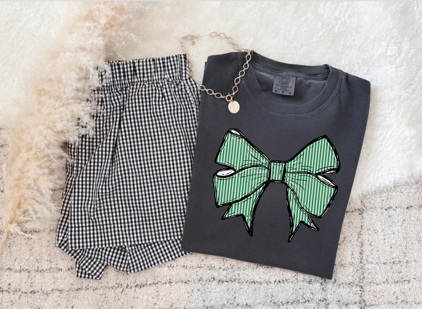 PREPSTER SEERSUCKER BOWS KELLY GREEN