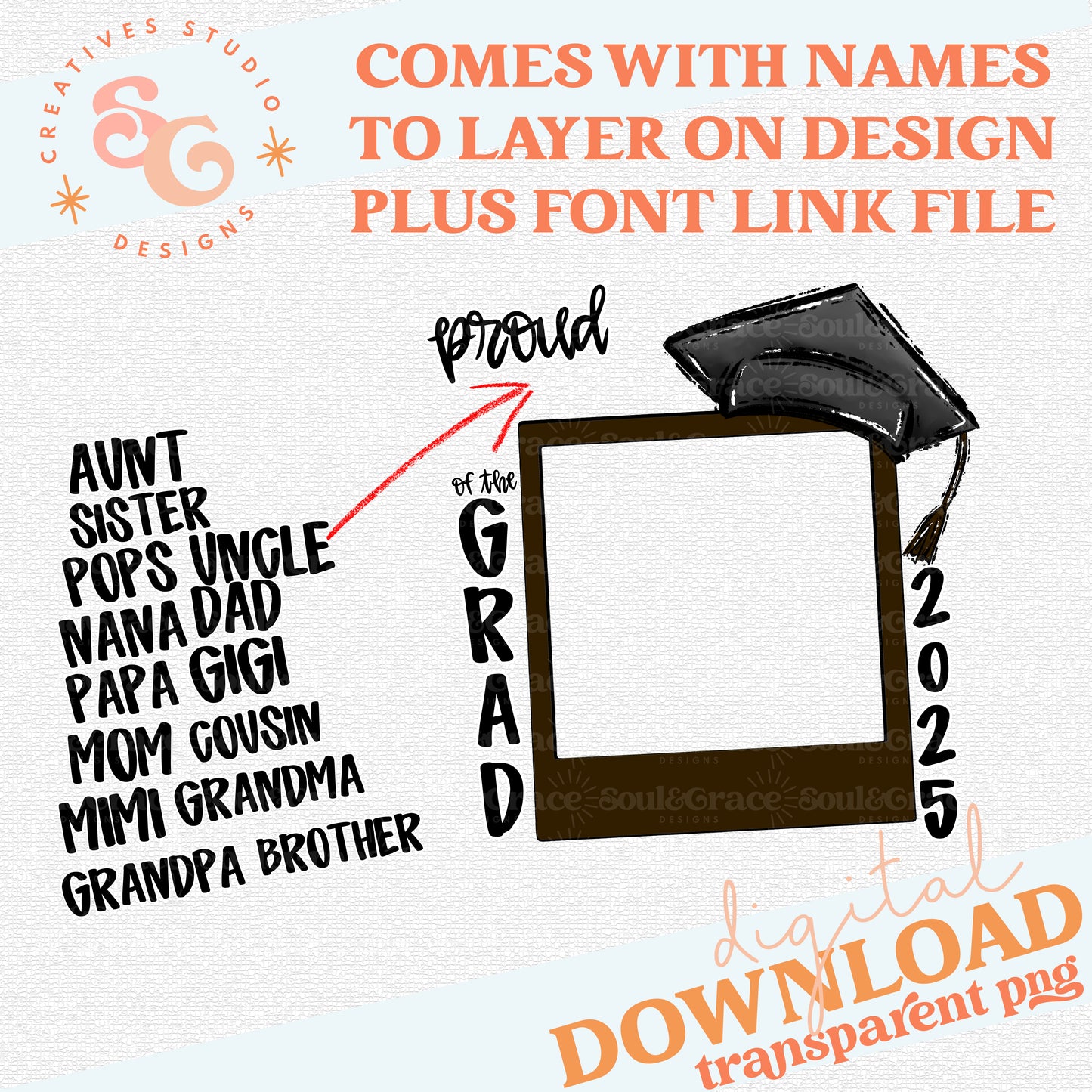 PROUD FAMILY NAME OF GRAD FRAME BROWN