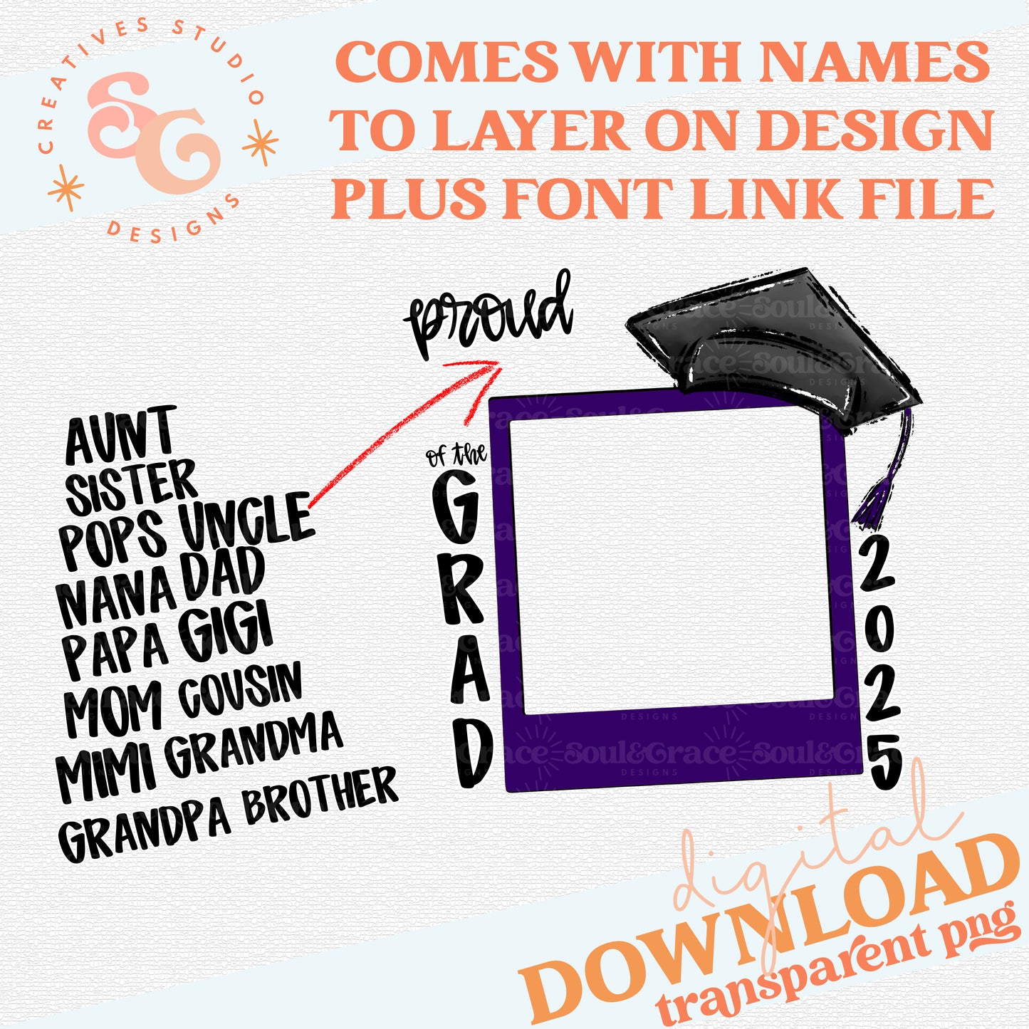 PROUD FAMILY NAME OF GRAD FRAME PURPLE