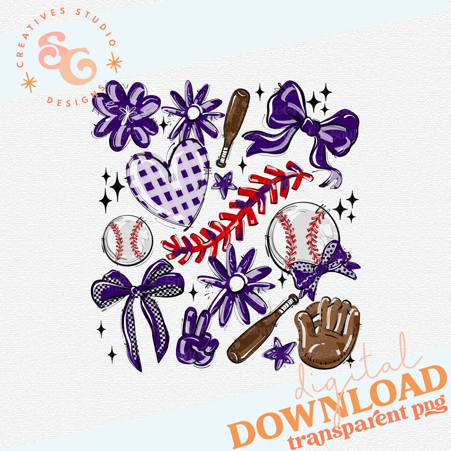 PURPLE PLAY BALL COLLAGE BASEBALL