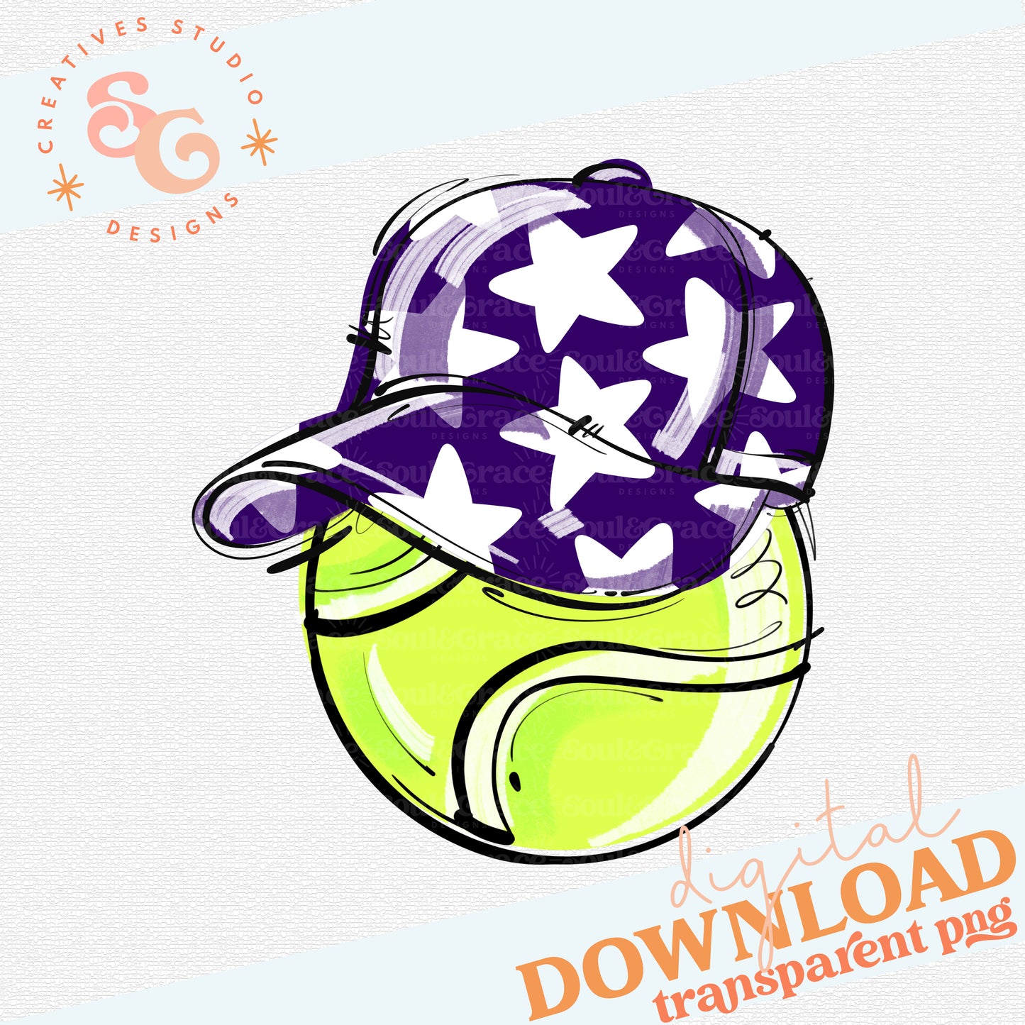 PURPLE PLAY BALL HAPPY FACE TENNIS
