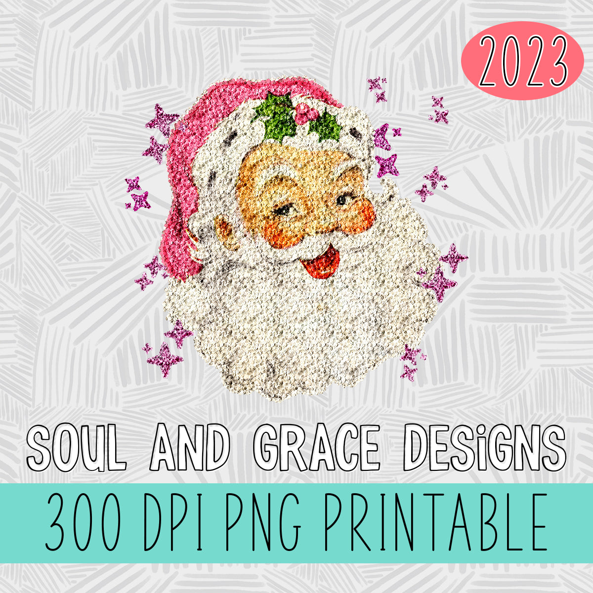 Pink Santa Sequin - Light