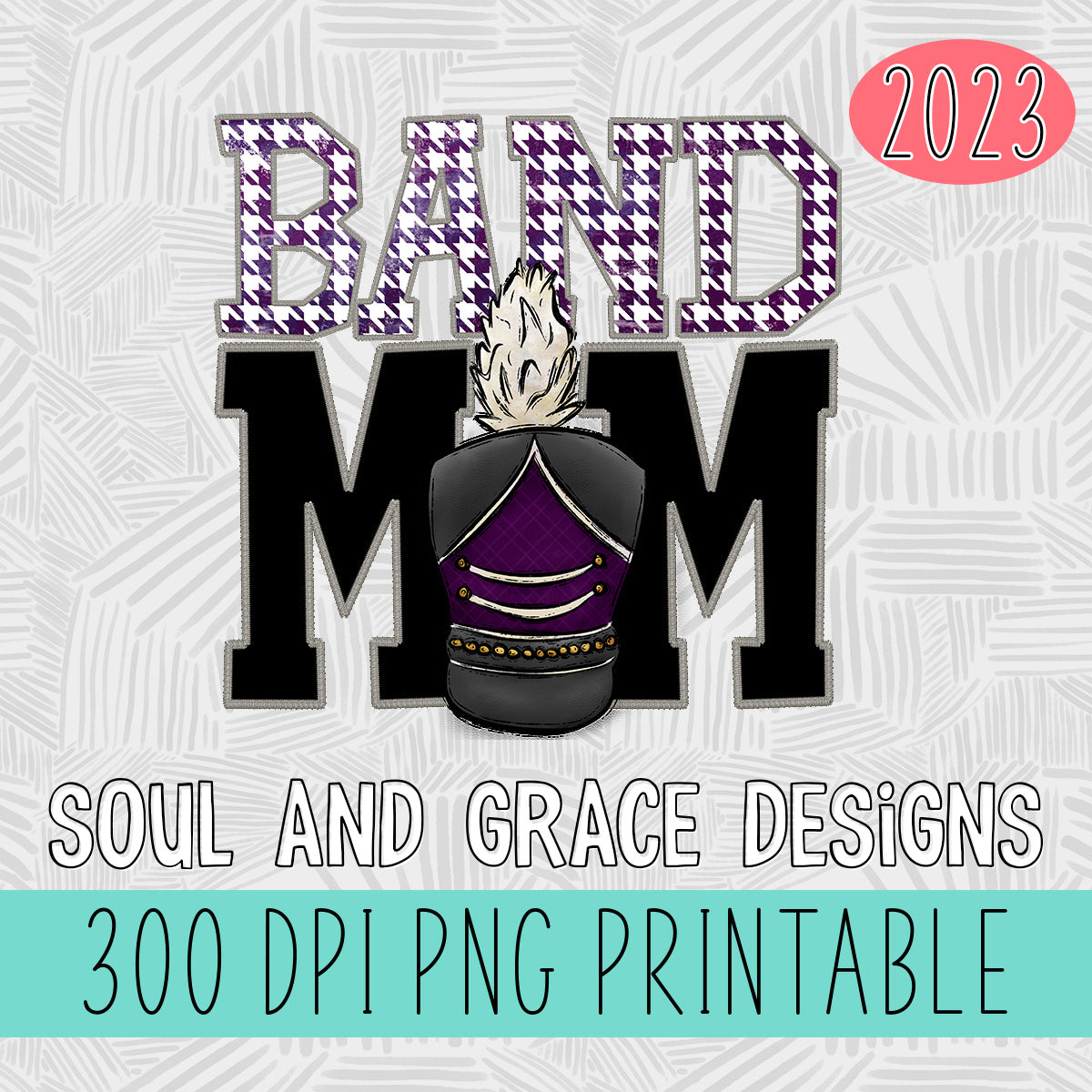Faux Stitched Band Mom - Purple