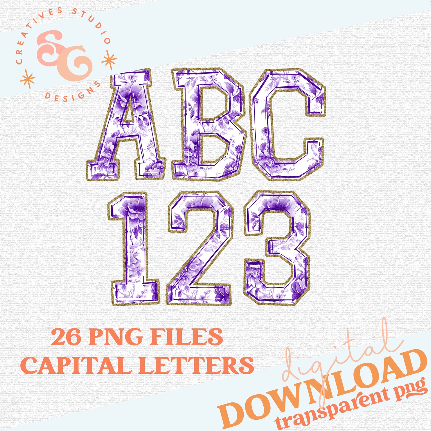 Purple Toile Alphabet Set - Includes Numbers