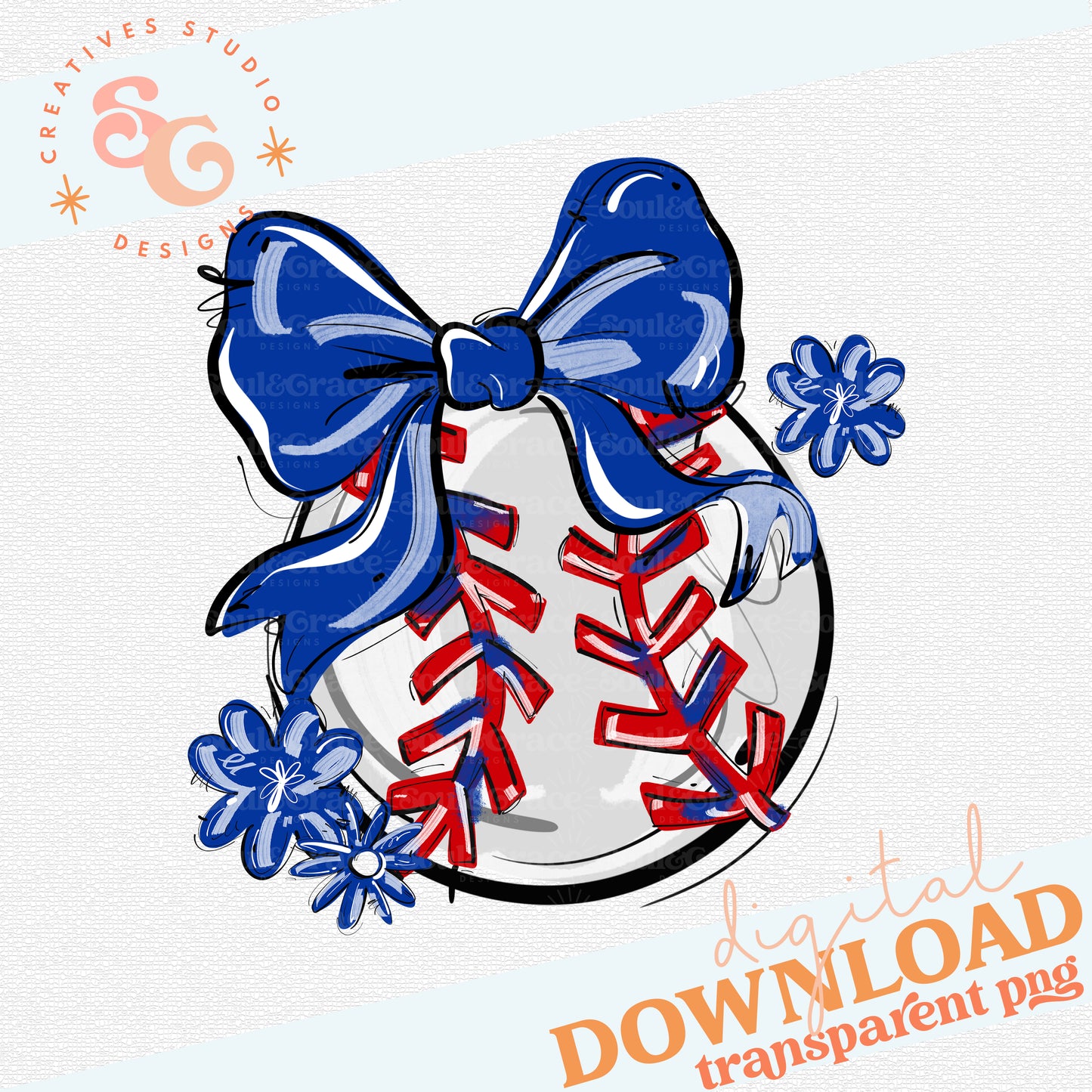 ROYAL PLAY BALL BOW WITH FLOWERS BASEBALL