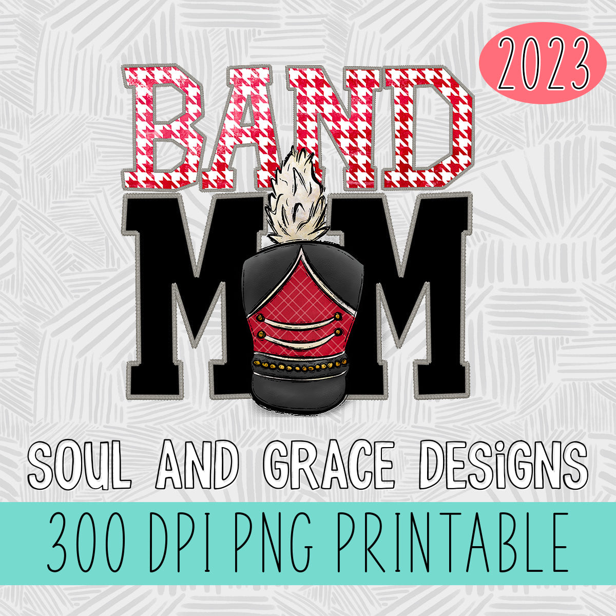 Faux Stitched Band Mom - Red