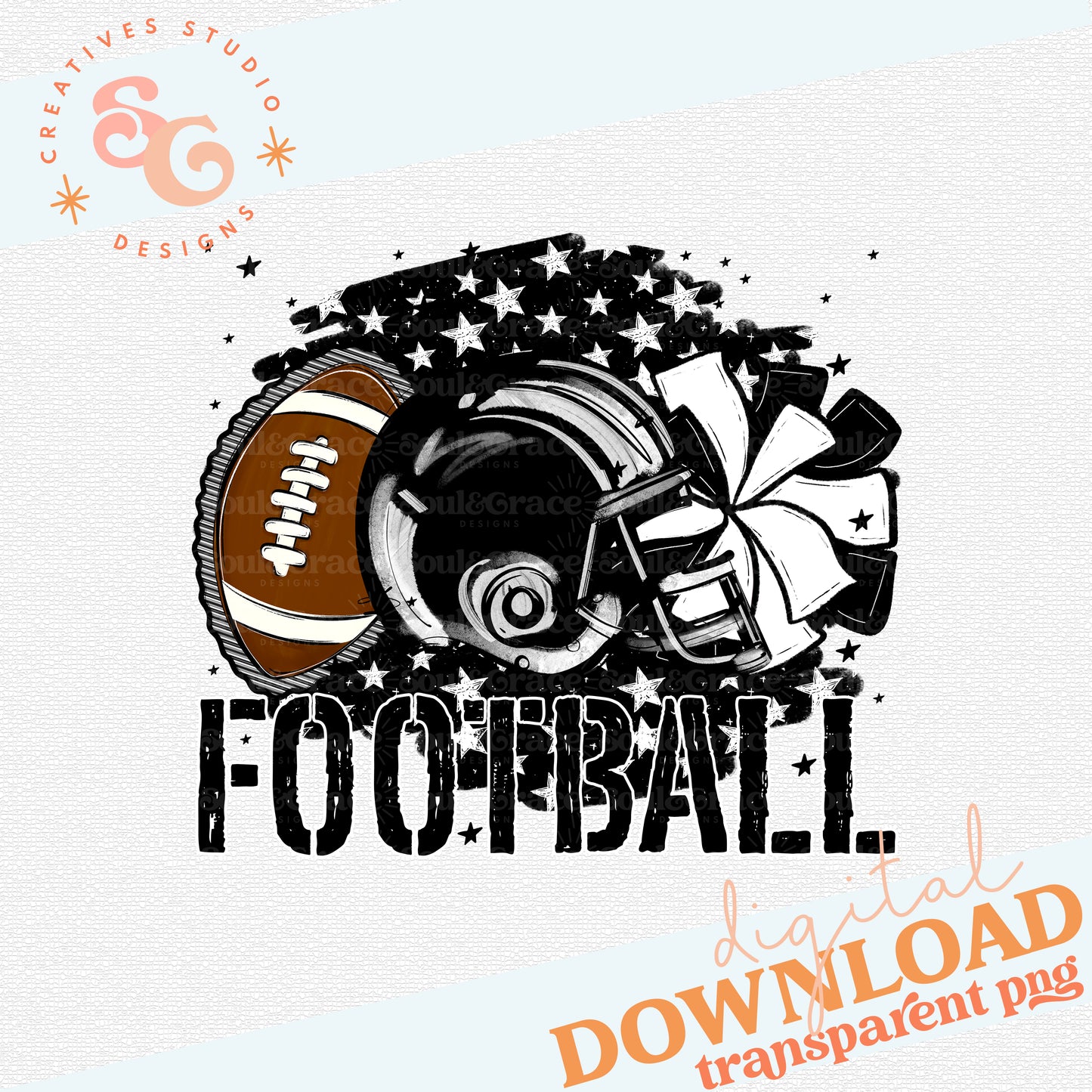 STARS FOOTBALL BLACK