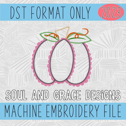 Scallop Pumpkin Applique Machine Embroidery Design [DST]