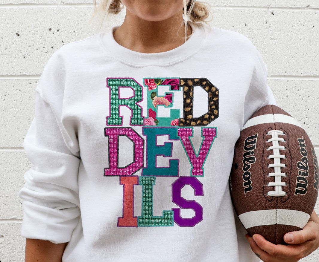 Red Devils Faux Applique