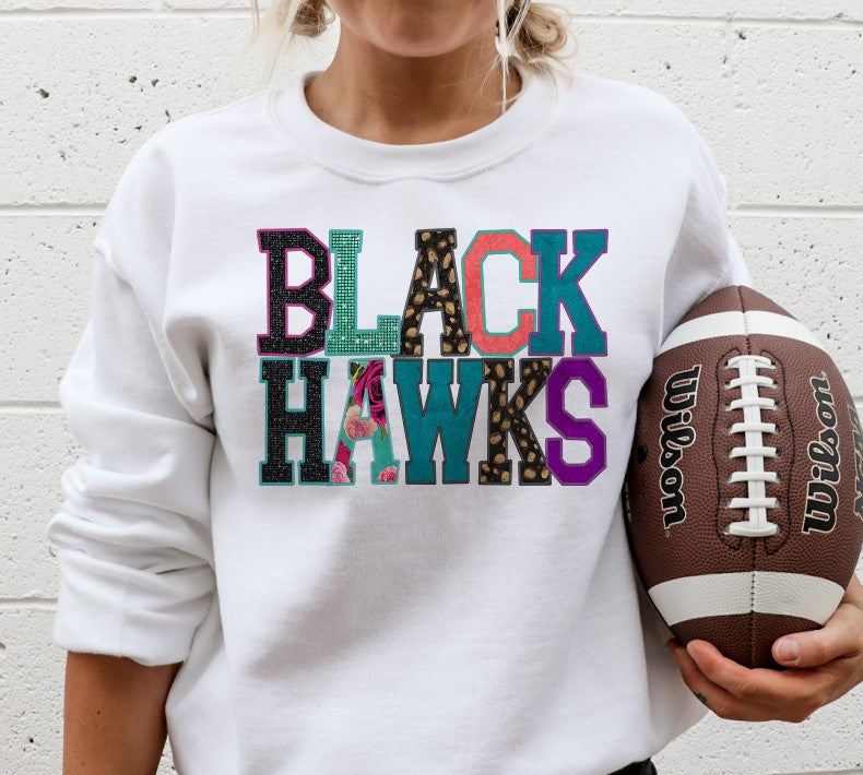 Black Hawks Faux Applique