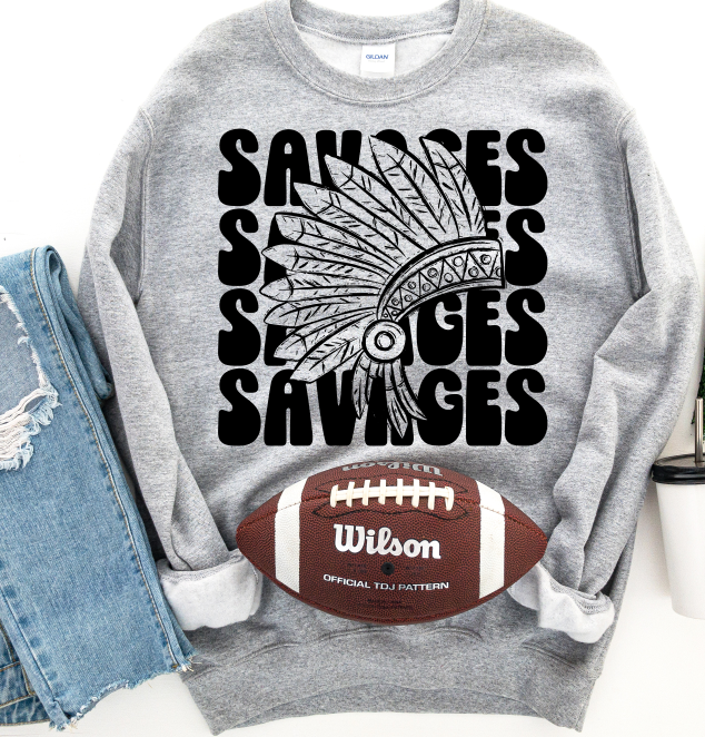 Savages Stacked Mascot