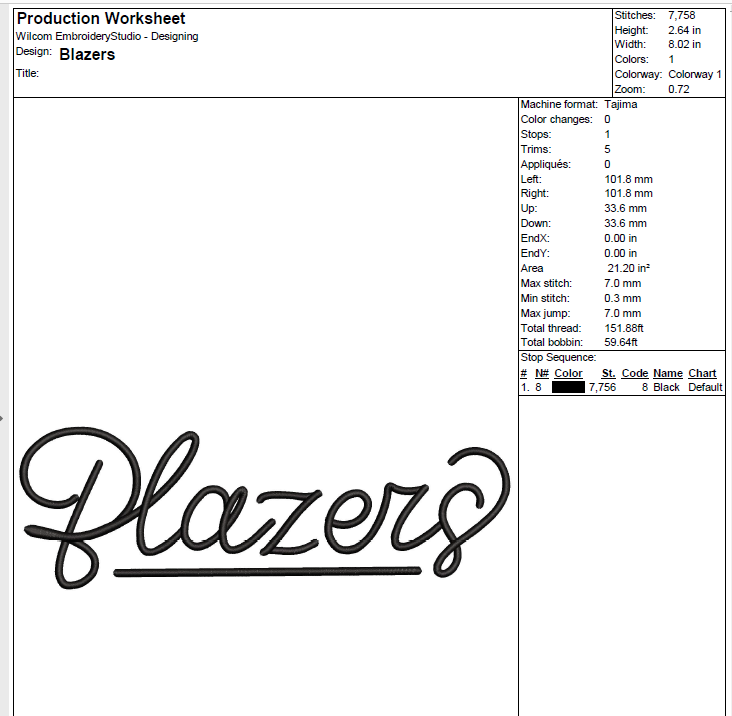 Handwritten Blazers Machine Embroidery Design [DST]