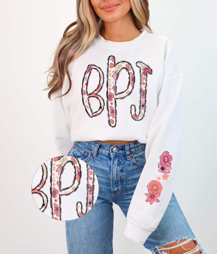 Pink Floral Three Letter Doodle Monogram - SAG Exclusive