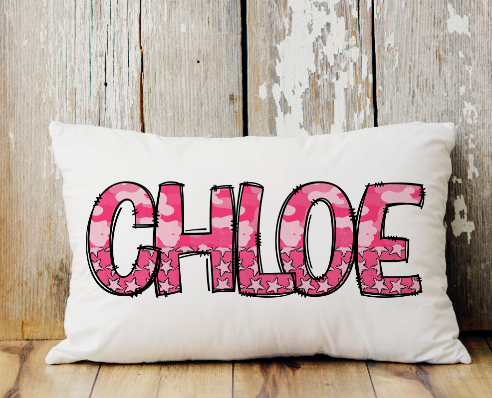 Pink Camo and Stars Alphabet